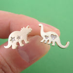 Brontosaurus Triceratops Dinosaur Silhouette Shaped Stud Earrings