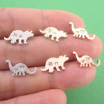 Brontosaurus Triceratops Dinosaur Silhouette Shaped Stud Earrings