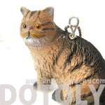 Brown and Black Tabby Kitty Cat Animal Plastic Pendant Necklace | Animal Jewelry | DOTOLY