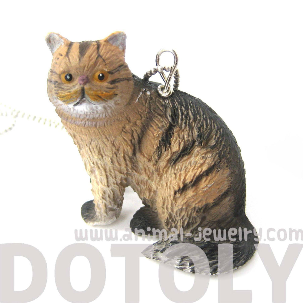 Brown and Black Tabby Kitty Cat Animal Plastic Pendant Necklace | Animal Jewelry | DOTOLY