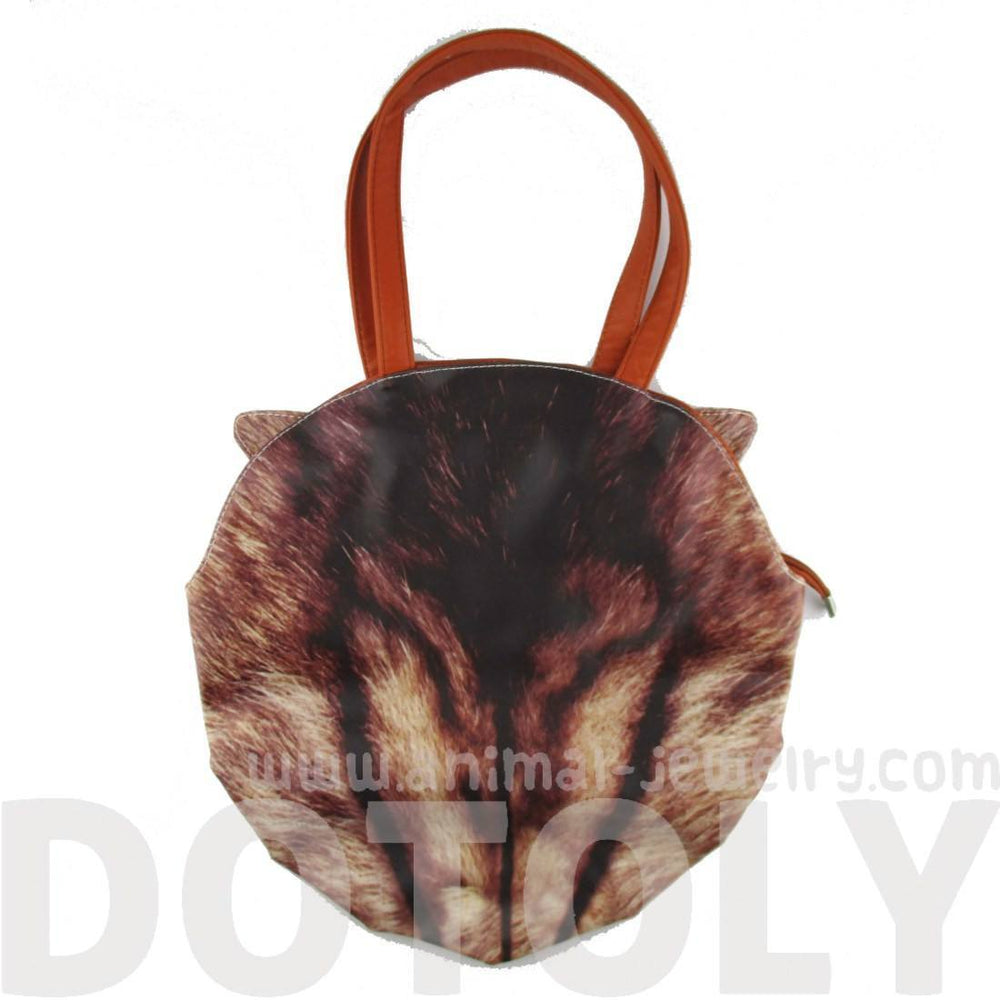 Brown Tabby Cat Face Shaped Shoulder Bag | Gifts for Cat Lovers | DOTOLY