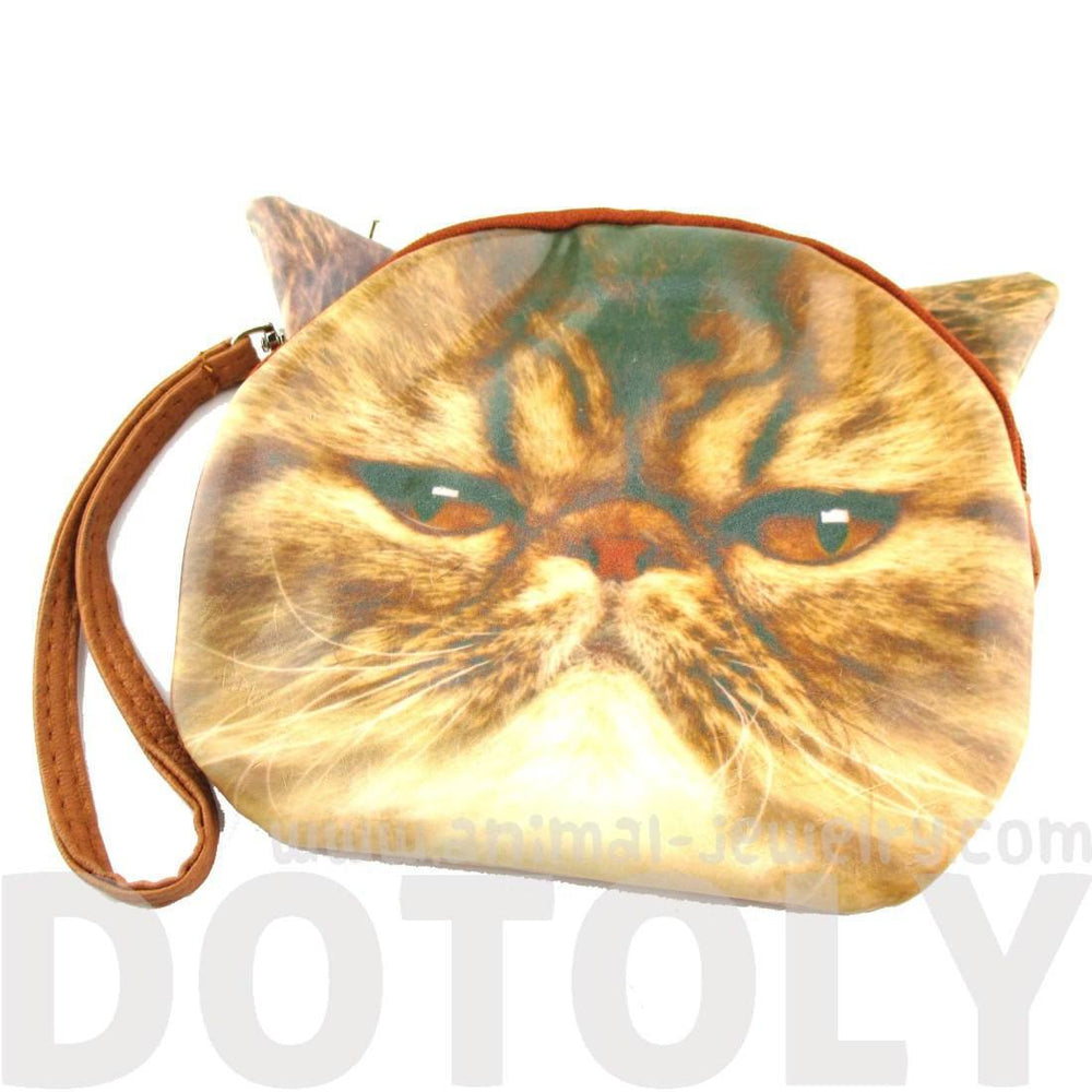 Brown Tabby Kitty Cat Face Shaped Clutch Bag | Gifts for Cat Lovers | DOTOLY