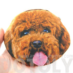 Brown Toy Poodle Puppy Dog Face Shaped Soft Fabric Zipper Coin Purse Make Up Bag | DOTOLY