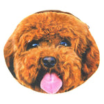 Brown Toy Poodle Puppy Dog Face Shaped Soft Fabric Zipper Coin Purse Make Up Bag | DOTOLY