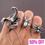 Insect Themed Spider and Stag Beetle Ring and Scorpion Necklace Set