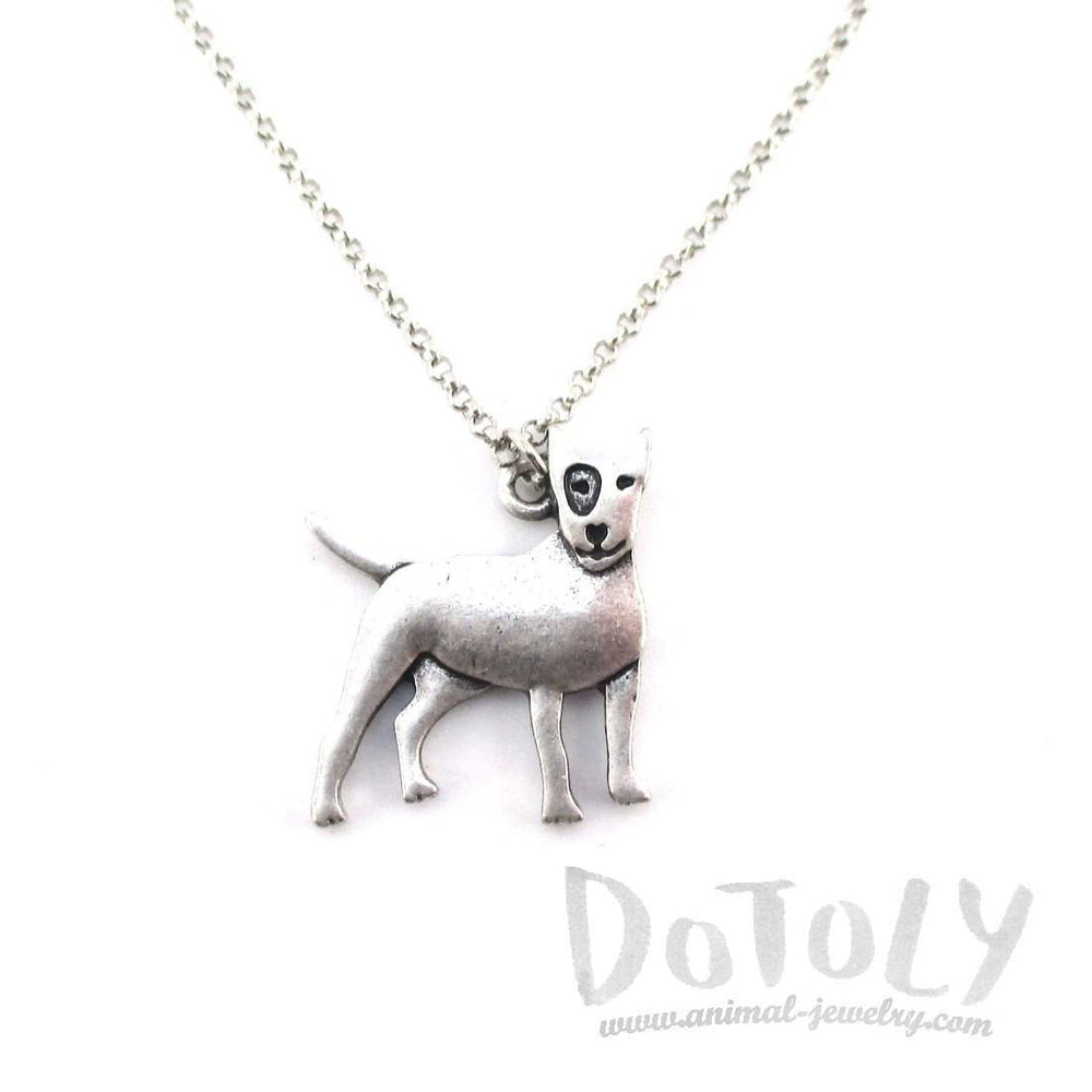 Bull Terrier Puppy Shaped Charm Necklace in Silver | Animal Jewelry