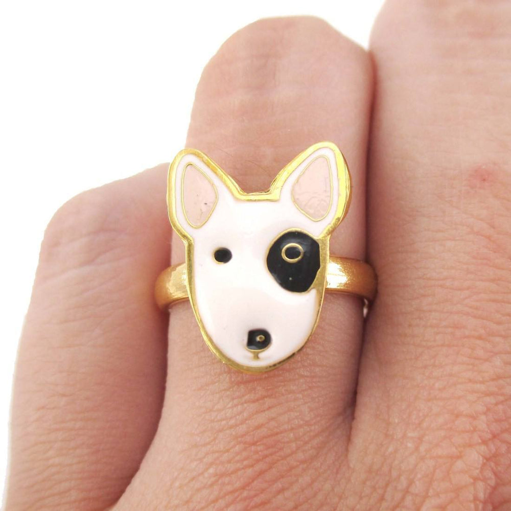Bull Terrier Puppy Face Shaped Adjustable Animal Ring | Limited Edition | DOTOLY