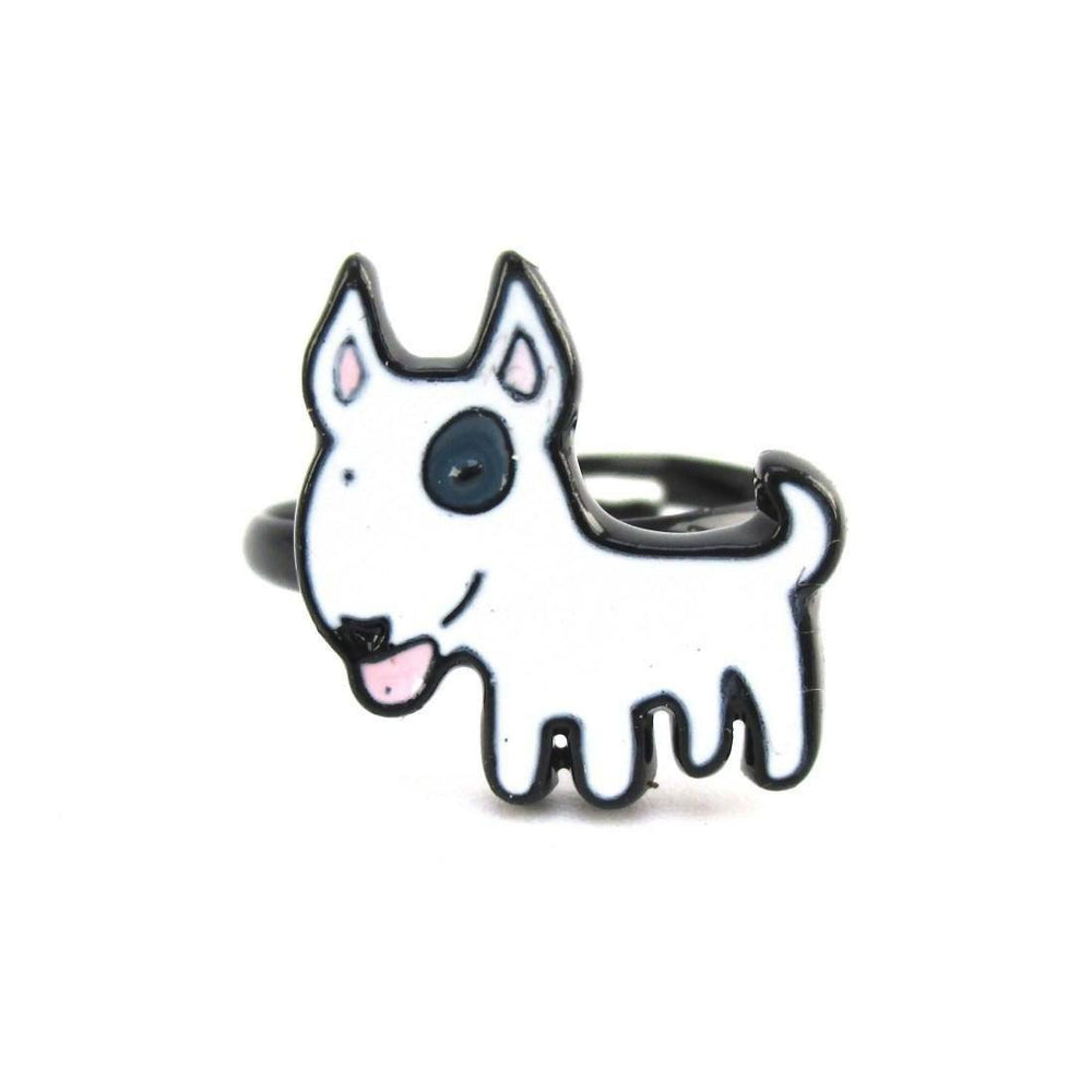 Bull Terrier Shaped Enamel Adjustable Ring for Dog Lovers | DOTOLY