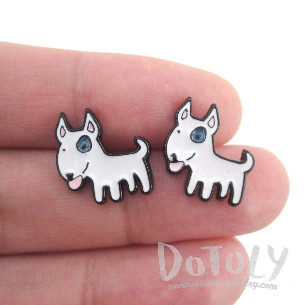 Bull Terrier Shaped Enamel Stud Earrings for Dog Lovers | DOTOLY