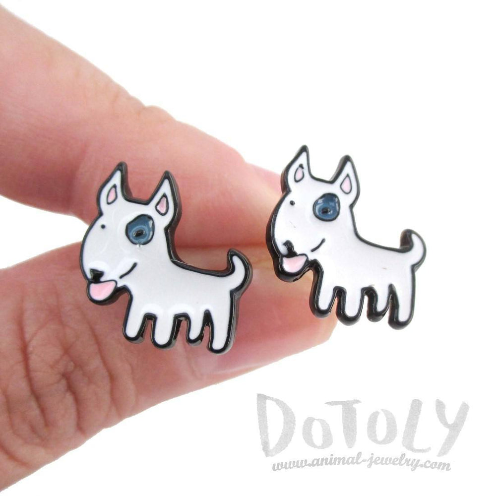 Bull Terrier Shaped Enamel Stud Earrings for Dog Lovers | DOTOLY