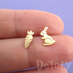 Bunny and Carrot Shaped Allergy Free Stud Earrings in Gold | DOTOLY