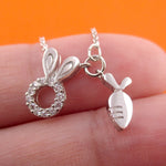 Bunny Rabbit and Carrot Charm Necklace in Gold or Silver | DOTOLY