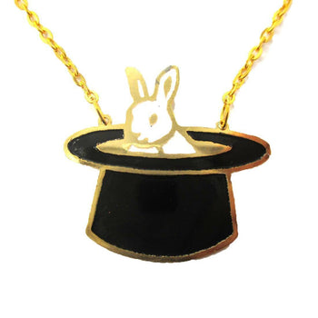 Bunny Rabbit in A Top Hat Shaped Animal Pendant Necklace | Limited Edition | DOTOLY