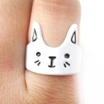 Bunny Rabbit Shaped Cartoon Animal Ring in White | Animal Jewelry | DOTOLY
