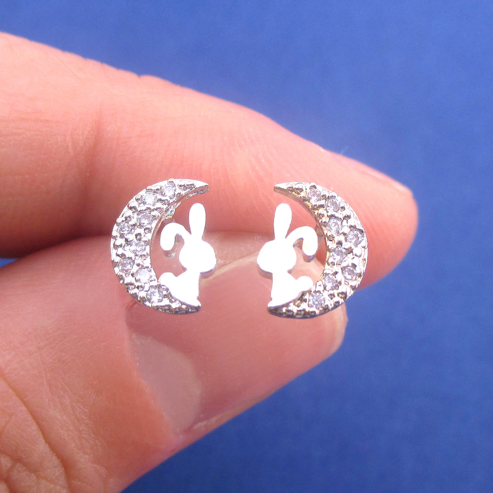 Sterling Silver Rabbit Stud Earrings – Cute Animal Jewelry Gift For Women Girls