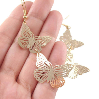 Butterfly Filigree Shaped Tiered Dangle Earrings in Gold | DOTOLY | DOTOLY