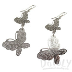 Butterfly Filigree Shaped Tiered Dangle Earrings in Silver | DOTOLY | DOTOLY