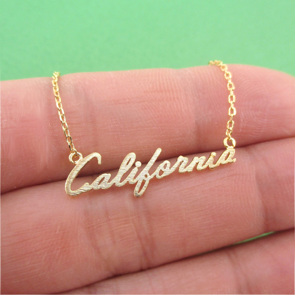 California State Cursive Typography America Necklace