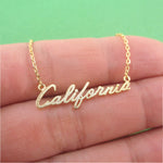 California State Cursive Typography America Necklace