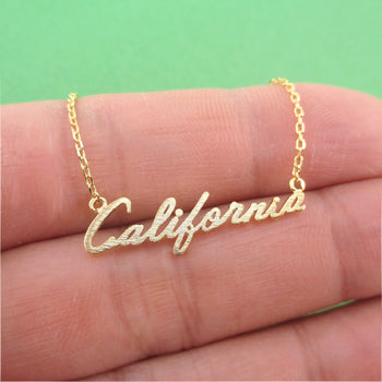 California State Cursive Typography America Necklace