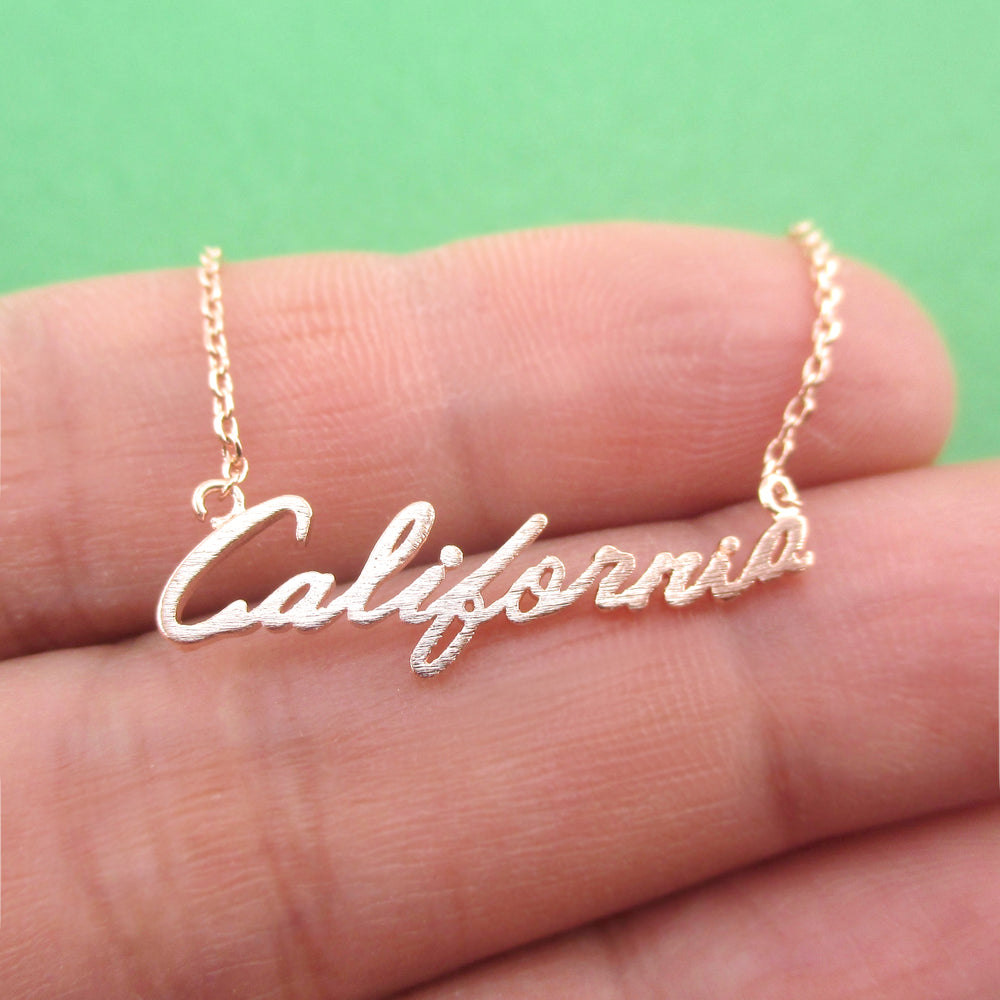 California State Cursive Typography America Necklace