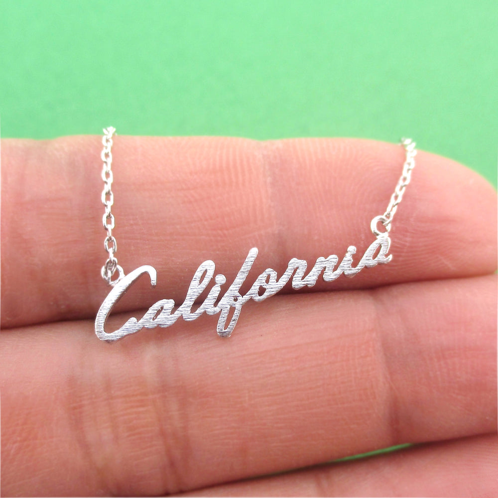 California State Cursive Typography America Necklace