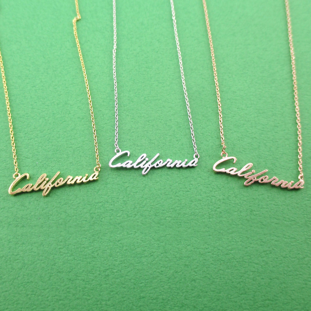 California State Cursive Typography America Necklace