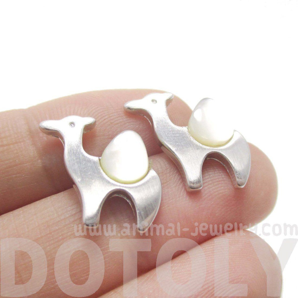 Camel Animal Themed Stud Earrings in Silver with Pearl Detail | DOTOLY | DOTOLY