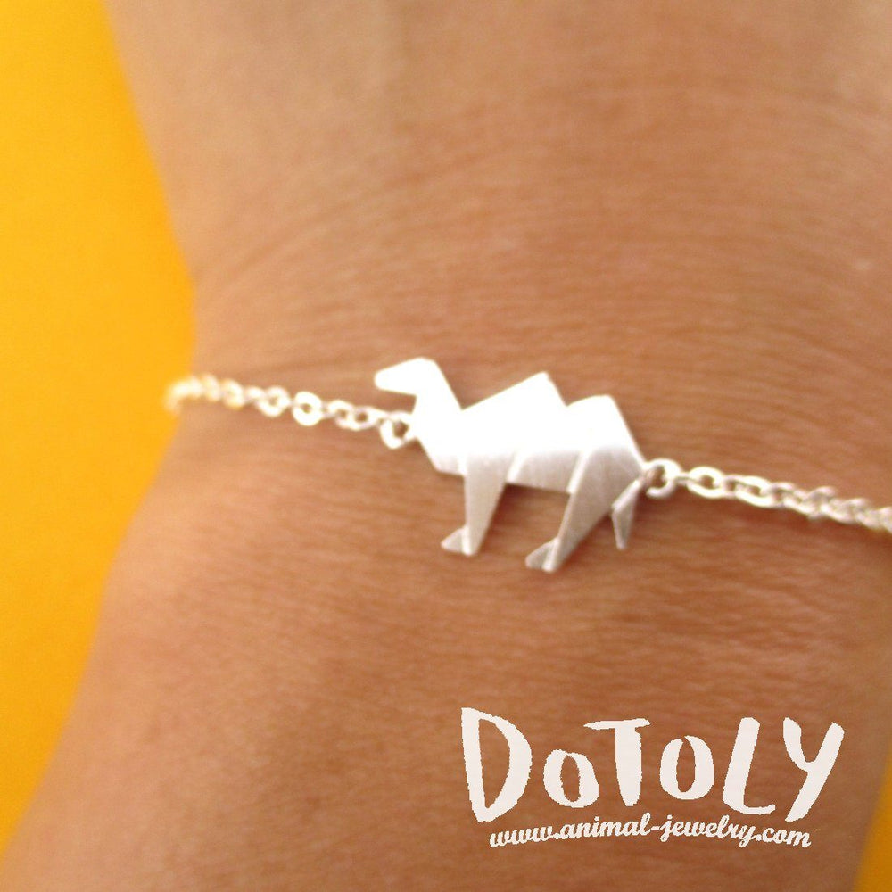Camel Origami Shaped Charm Bracelet in Silver | DOTOLY