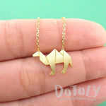 Camel Origami Shaped Pendant Necklace in Gold | DOTOLY