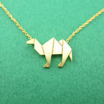 Camel Origami Shaped Pendant Necklace in Gold | DOTOLY