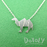 Camel Origami Shaped Pendant Necklace in Silver | DOTOLY
