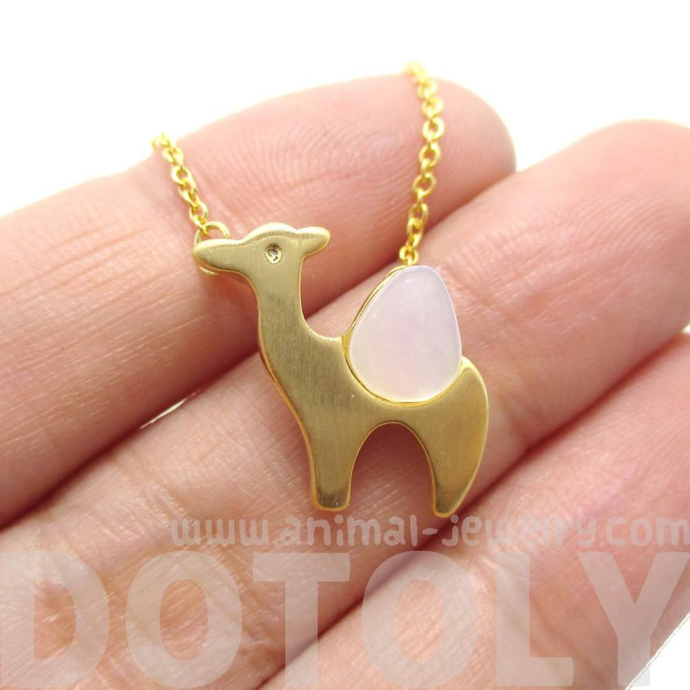Camel Shaped Animal Themed Charm Necklace in Gold with Pearl Detail | DOTOLY | DOTOLY