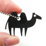 Camel Silhouette Shaped Pendant Necklace in Black Acrylic | Animal Jewelry | DOTOLY