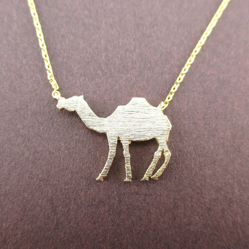 Camel Silhouette Shaped Pendant Necklace in Gold | Animal Jewelry | DOTOLY