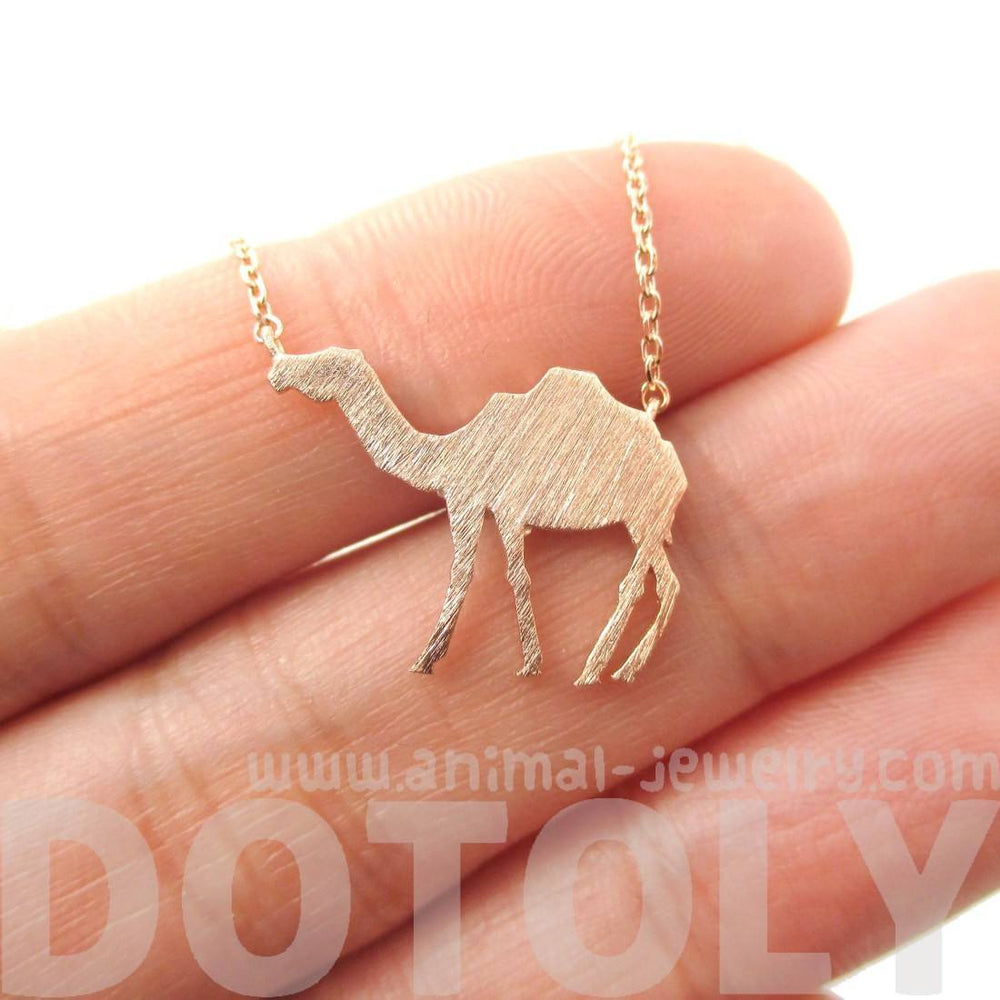 Camel Silhouette Shaped Pendant Necklace in Rose Gold | Animal Jewelry | DOTOLY