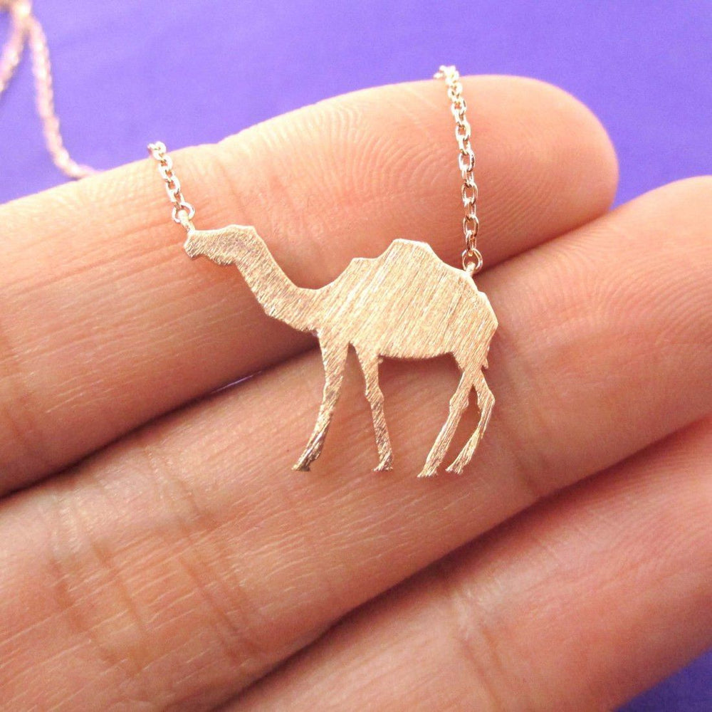 Camel Silhouette Shaped Pendant Necklace in Rose Gold | Animal Jewelry | DOTOLY