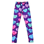 Candy Hearts Sweethearts Print Polka Dot Legging Pants for Women in Purple | DOTOLY