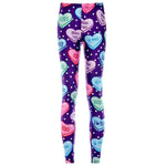 Candy Hearts Sweethearts Print Polka Dot Legging Pants for Women in Purple | DOTOLY