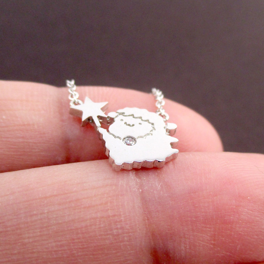 Capricorn Cute Fairy Sheep Shaped Pendant Necklace in Silver | DOTOLY