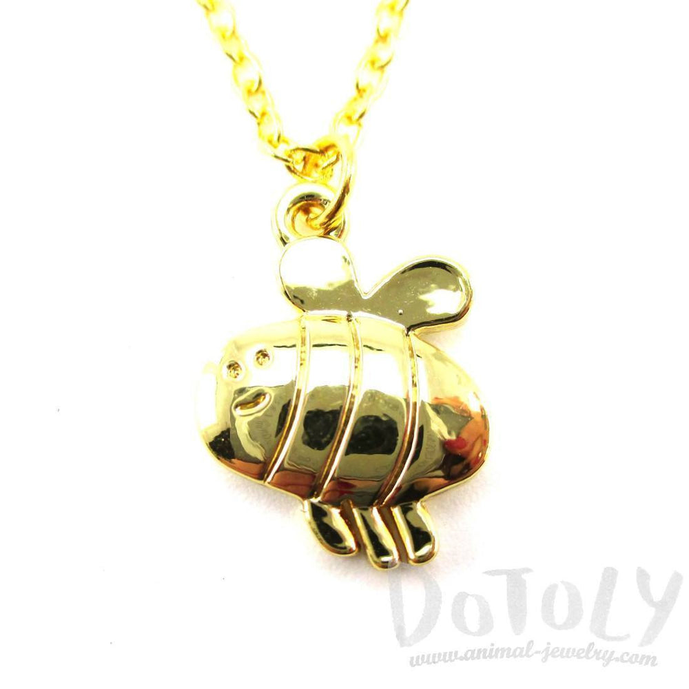 Cartoon Bumble Bee Shaped Pendant Necklace in Gold | DOTOLY | DOTOLY