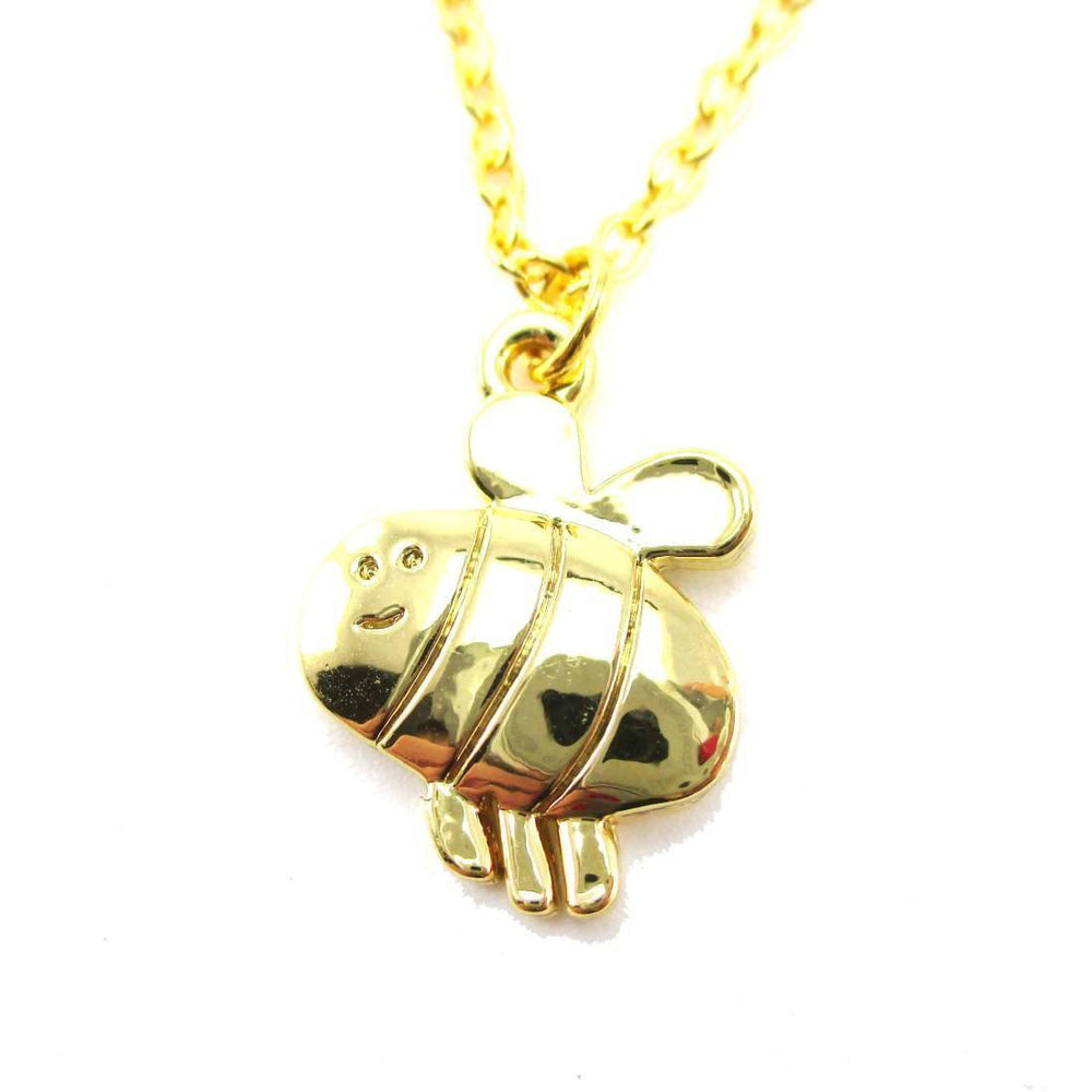 Cartoon Bumble Bee Shaped Pendant Necklace in Gold | DOTOLY | DOTOLY