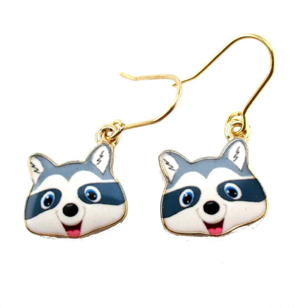 Cartoon Raccoon Face Shaped Dangle Drop Earrings | Animal Jewelry | DOTOLY