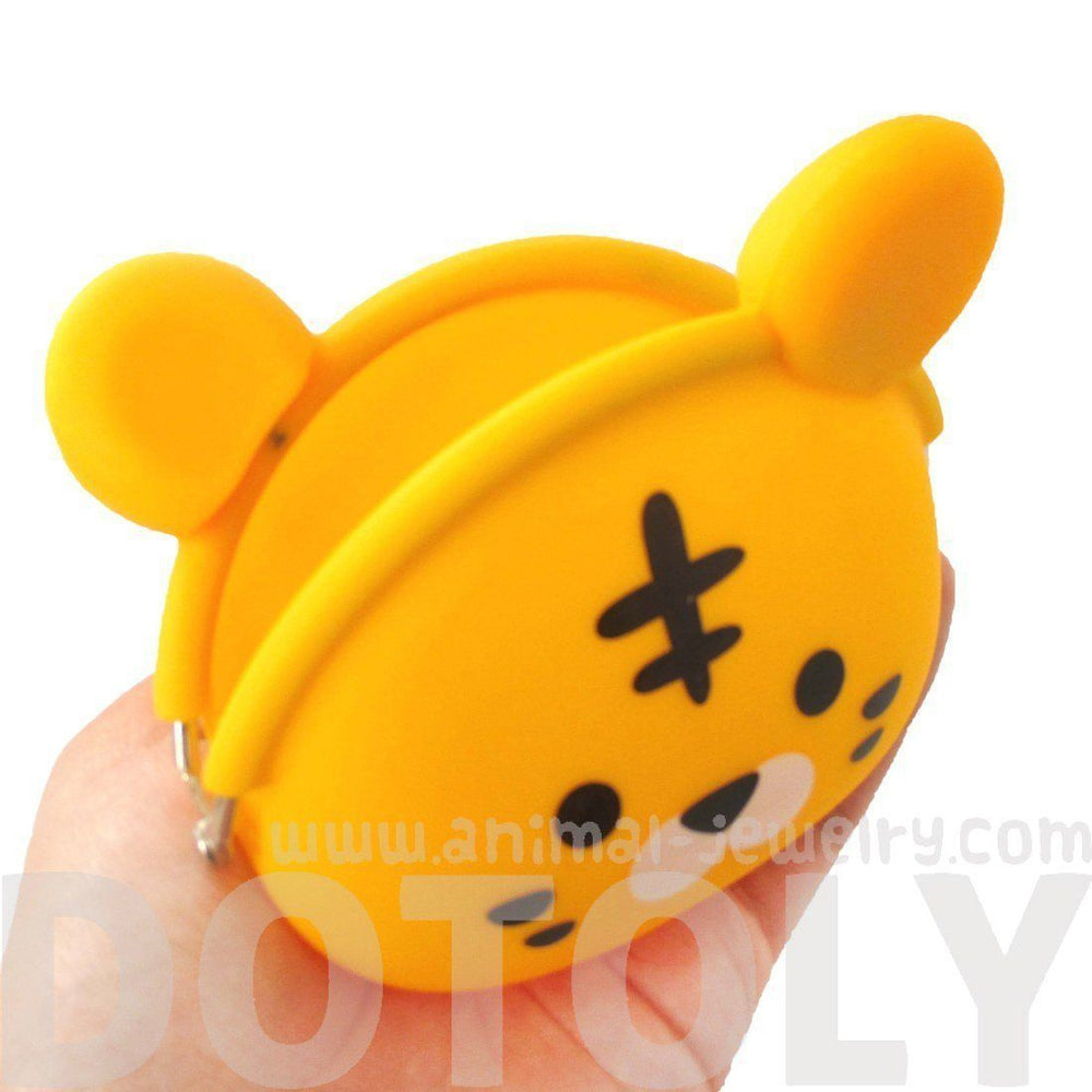 Cartoon Tiger Shaped Mimi Pochi Animal Friends Silicone Clasp Coin Purse Pouch | DOTOLY