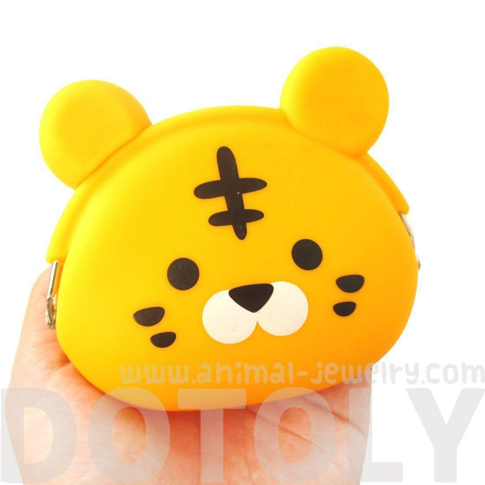 Cartoon Tiger Shaped Mimi Pochi Animal Friends Silicone Clasp Coin Purse Pouch | DOTOLY