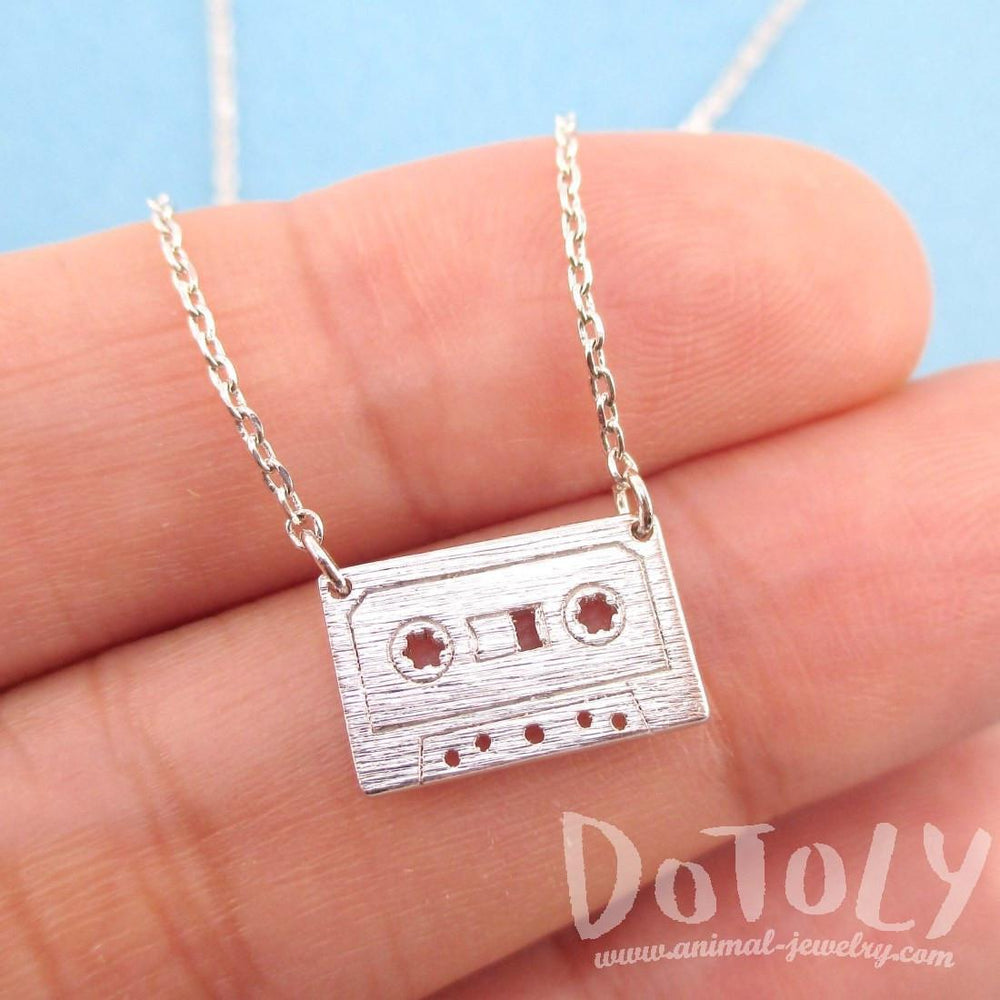 Cassette Mixed Tape Retro Friendship Pendant Necklace in Silver | DOTOLY | DOTOLY
