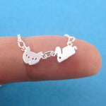 Cat and Mouse Shaped Charm Necklace in Gold or Silver for Cat Lovers