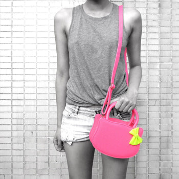 Cat Silhouette Shaped Hello Kitty Cross body Shoulder Bag for Women in Neon Pink | DOTOLY