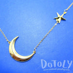 Celestrial Crescent Moon and Stars Charm Necklace in Gold | DOTOLY | DOTOLY