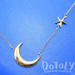 Celestrial Crescent Moon and Stars Charm Necklace in Gold | DOTOLY | DOTOLY